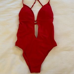 One piece low cut swimsuit